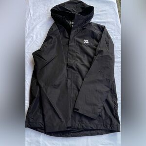 Dixxon XX Tech Jacket Men’s Medium Black Full Zip Hooded Windbreaker Logo NWT